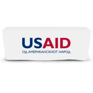 USAID Macedonian - 6' Fitted Dye Sub Tablecloth  White
