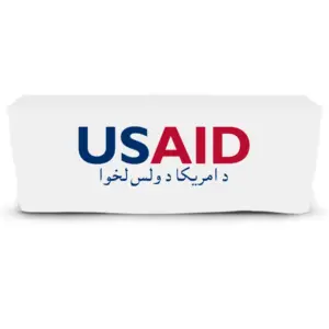 USAID Pashto - 6' Fitted Dye Sub Tablecloth  White