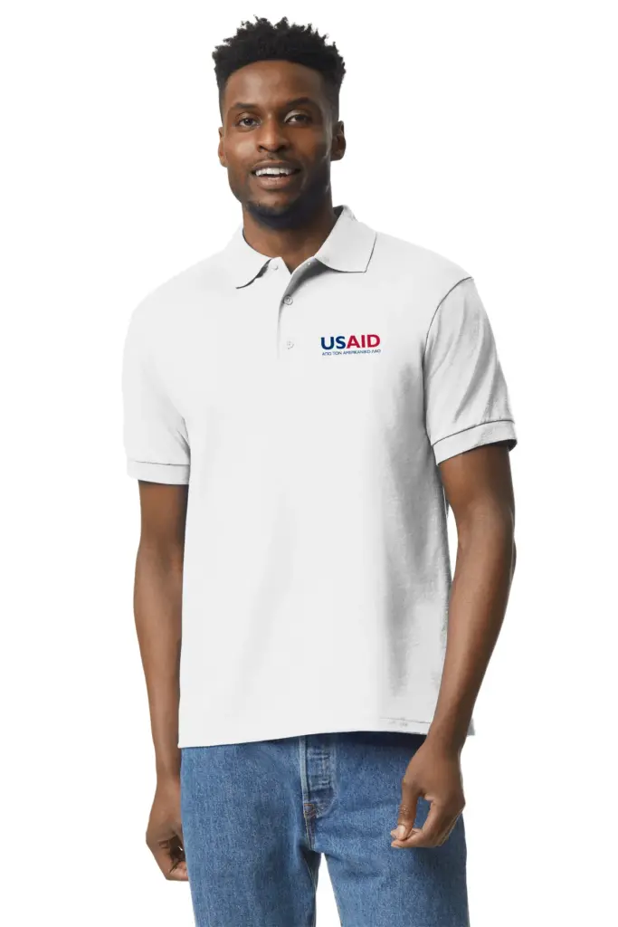 USAID Greek - Gildan 5.6oz 50/50 Moisture Wicking Ctn/Poly Polo Shirt Min 12pcs