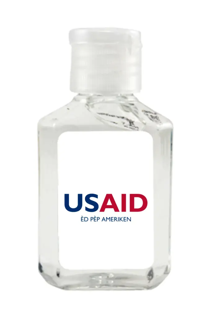 USAID Creole - Antibacterial Hand Sanitizer Gel on White Label
