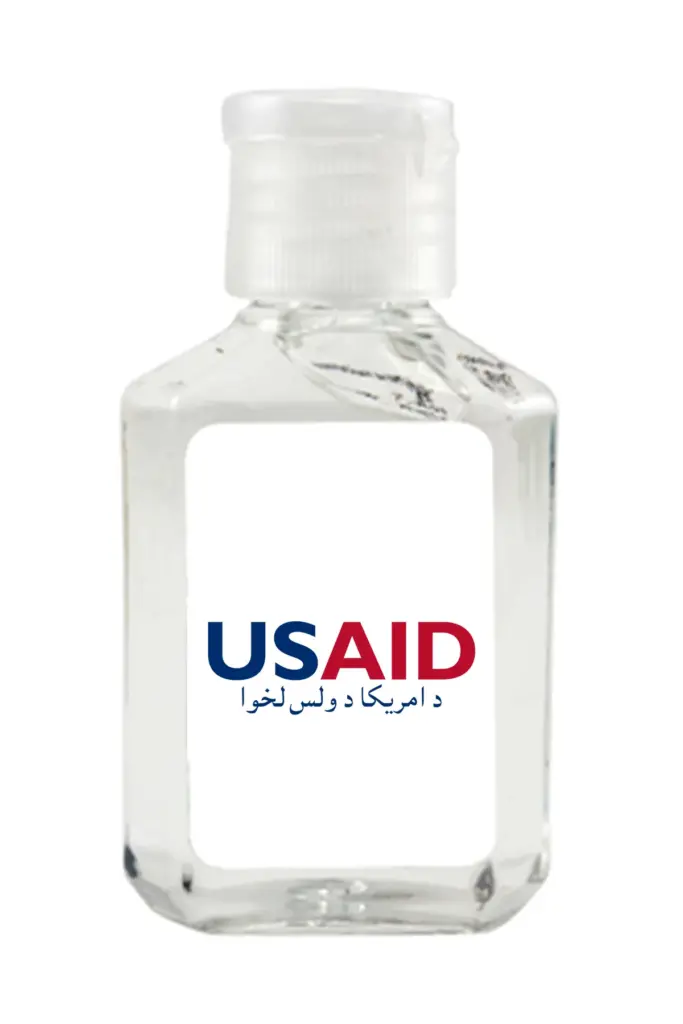 USAID Pashto - Antibacterial Hand Sanitizer Gel on White Label