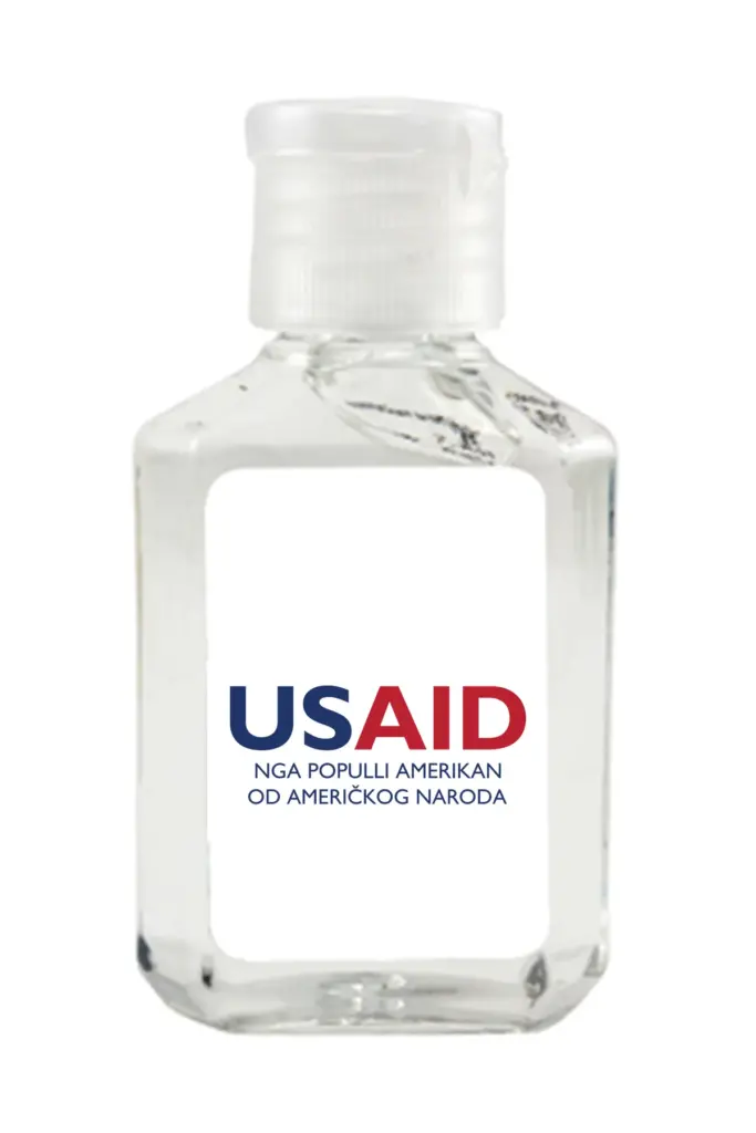 USAID Albanian - Antibacterial Hand Sanitizer Gel on White Label