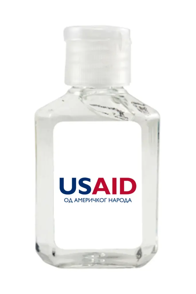 USAID Bosnian Cyrillic - Antibacterial Hand Sanitizer Gel on White Label