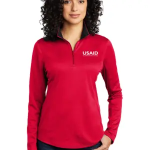 USAID Ukrainian Port Authority Ladies Silk Touch Performance 1/4-Zip Shirt