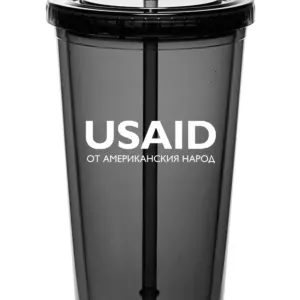 USAID Bulgarian - 20 Oz. Double Wall Acrylic Bottles w/Straws