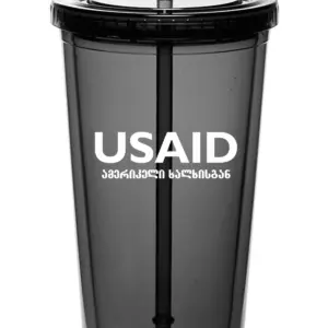 USAID Georgian - 20 Oz. Double Wall Acrylic Bottles w/Straws