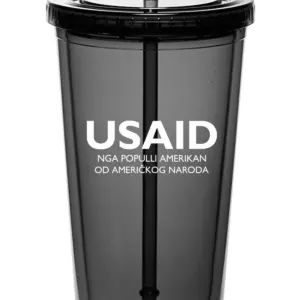USAID Albanian - 20 Oz. Double Wall Acrylic Bottles w/Straws