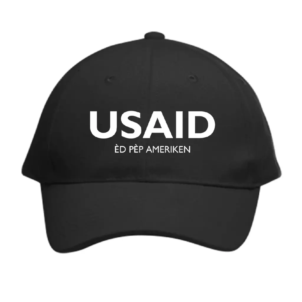 USAID Creole - Embroidered 6 Panel Buckle Baseball Caps (Min 12 pcs)