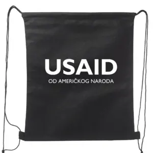 USAID Bosnian Latinic - Non-Woven Drawstring Backpacks (14.5"x17.5")