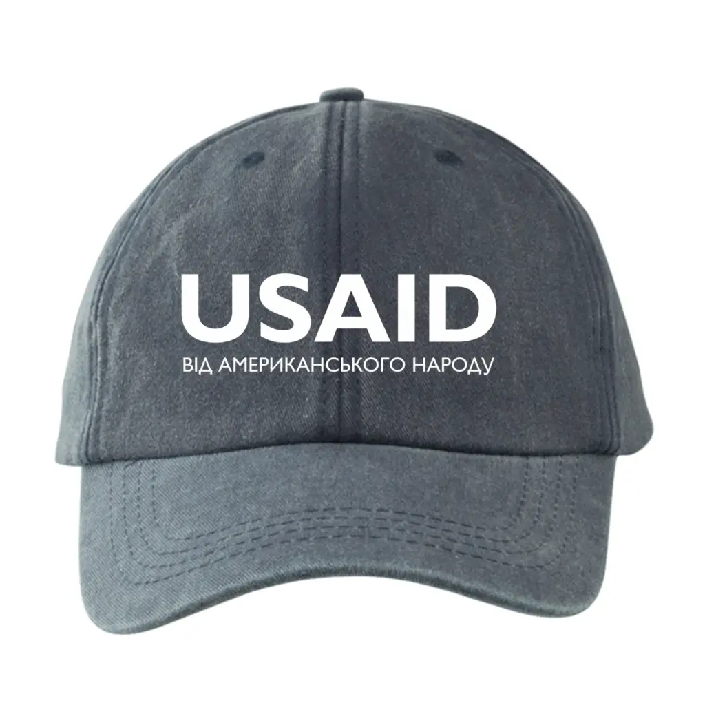 USAID Ukrainian - Embroidered Lynx Washed Cotton Baseball Caps (Min 12 pcs)