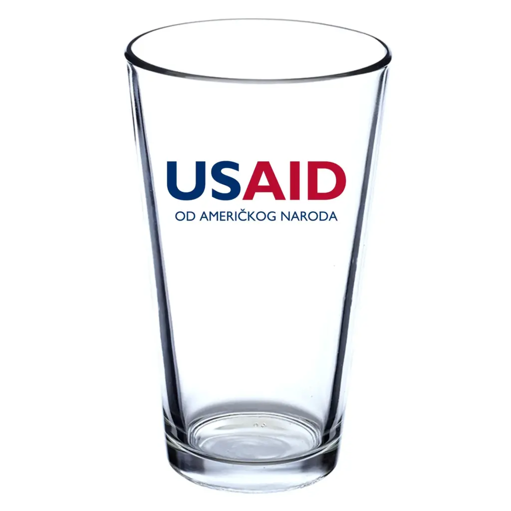 USAID Bosnian Latinic - 16 Oz. Pint Glasses