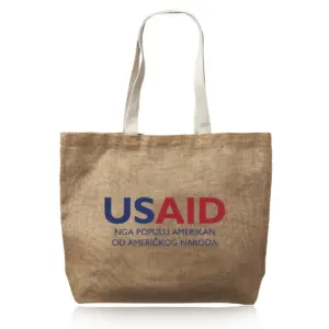 USAID Albanian - Natural Jute Fiber Carry-On Tote Bags (17"x13")