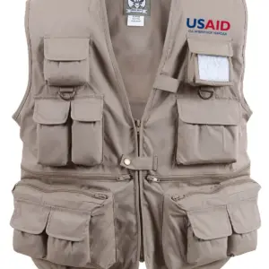 USAID Bosnian Cyrillic - Uncle Milty's Khaki Travel Vest Min 12 pcs