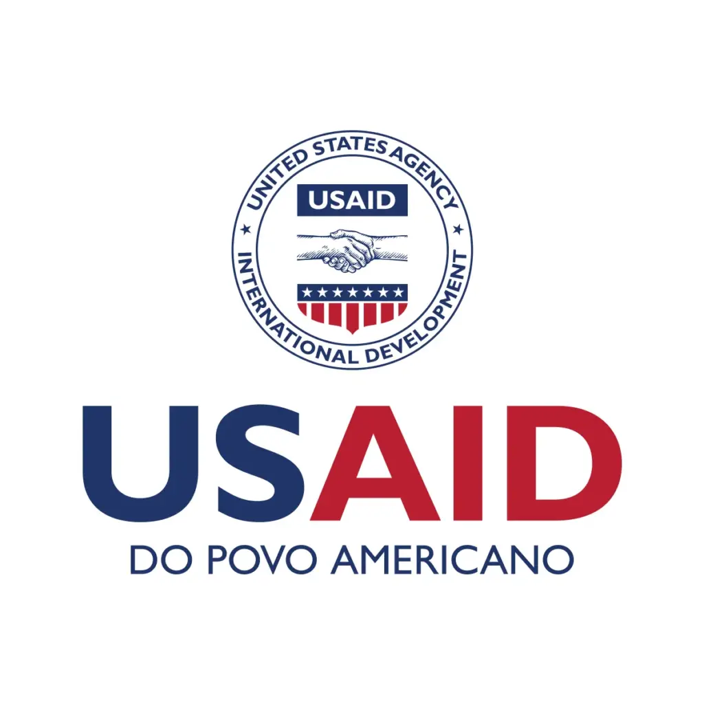 USAID Portuguese Continental Decal on White Vinyl Material - (5"x5"). Full Color.