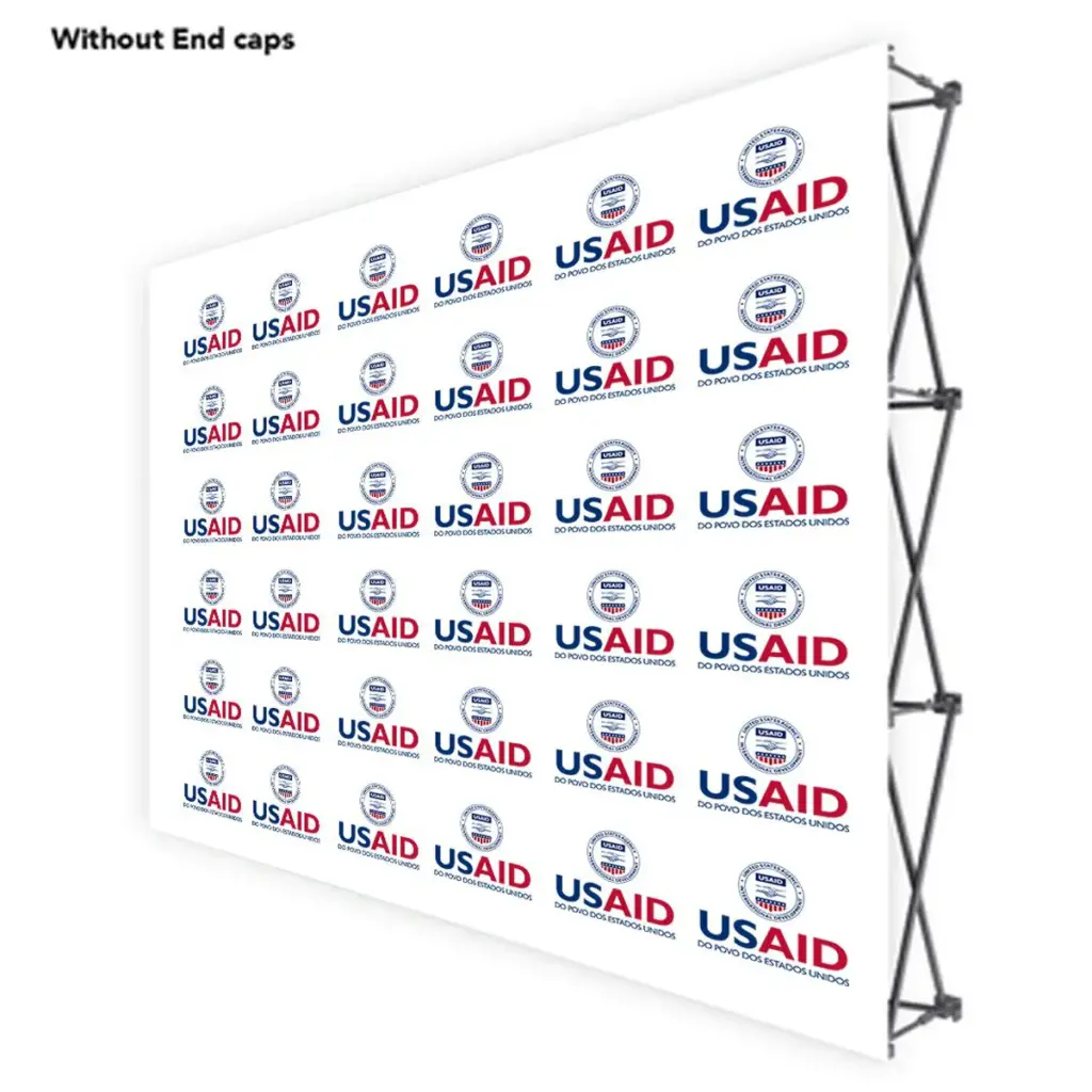 USAID Brazilian Portuguese ONE CHOICE 10 Ft. Fabric Pop Up Display - 89"H Straight Graphic Package