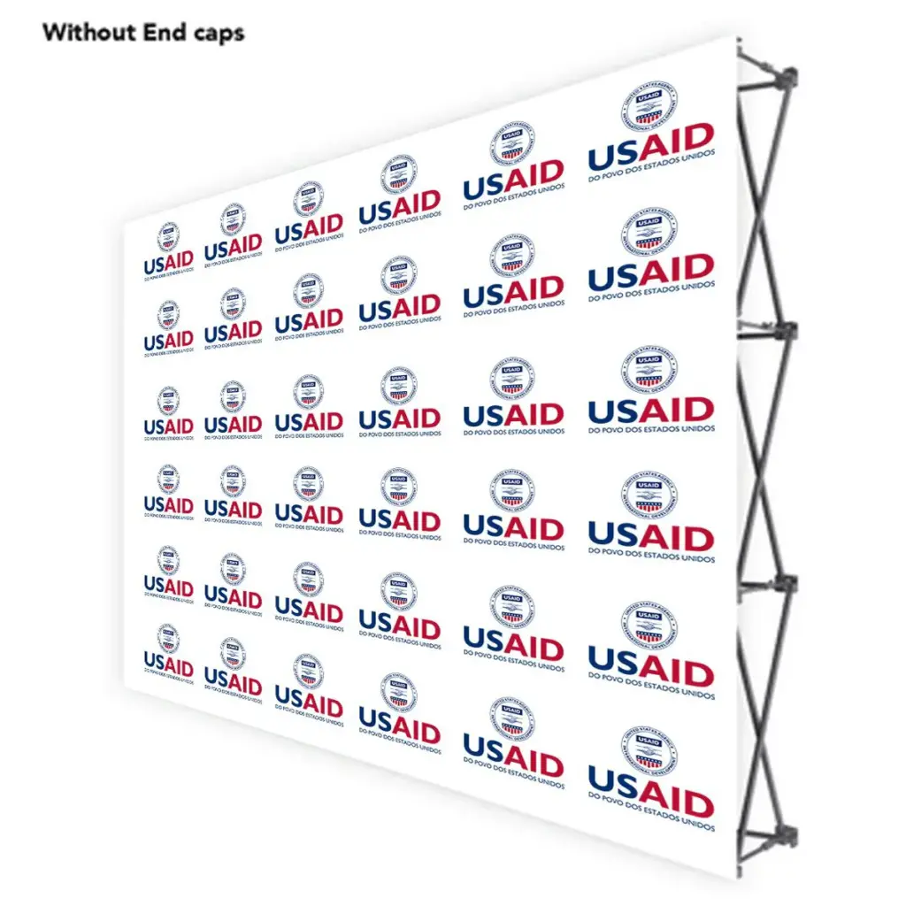 USAID Portuguese ONE CHOICE 10 Ft. Fabric Pop Up Display - 89"H Straight Graphic Package