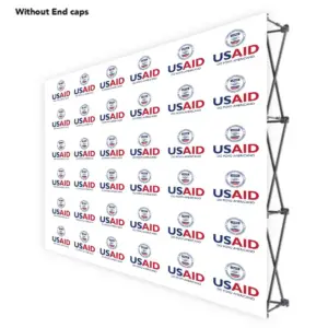 USAID Portuguese Continental ONE CHOICE 10 Ft. Fabric Pop Up Display - 89"H Straight Graphic Package