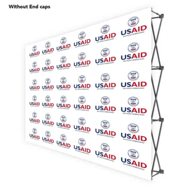 USAID Portuguese Continental ONE CHOICE 10 Ft. Fabric Pop Up Display - 89"H Straight Graphic Package