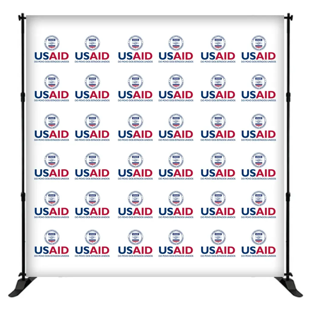 USAID Brazilian Portuguese 8 ft. Slider Banner Stand - 8'h Fabric Graphic Package