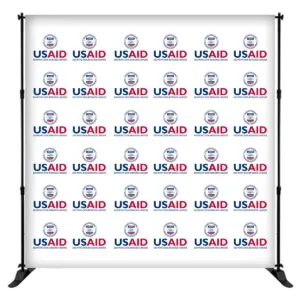 USAID Brazilian Portuguese 8 ft. Slider Banner Stand - 8'h Fabric Graphic Package