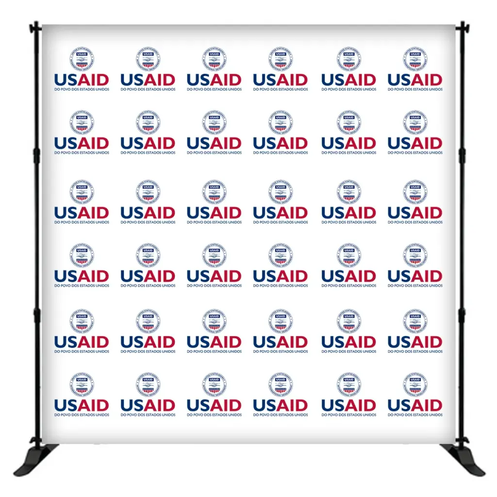 USAID Portuguese 8 ft. Slider Banner Stand - 8'h Fabric Graphic Package