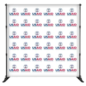 USAID Portuguese 8 ft. Slider Banner Stand - 8'h Fabric Graphic Package