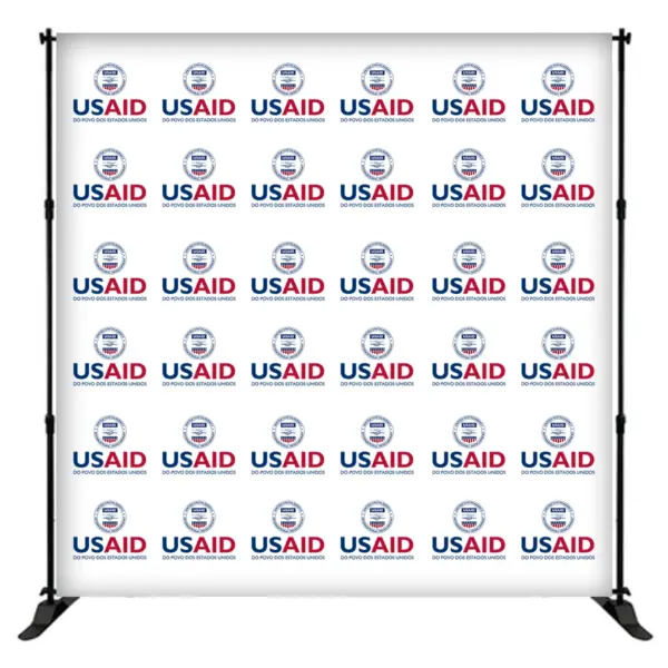 USAID Portuguese 8 ft. Slider Banner Stand - 8'h Fabric Graphic Package