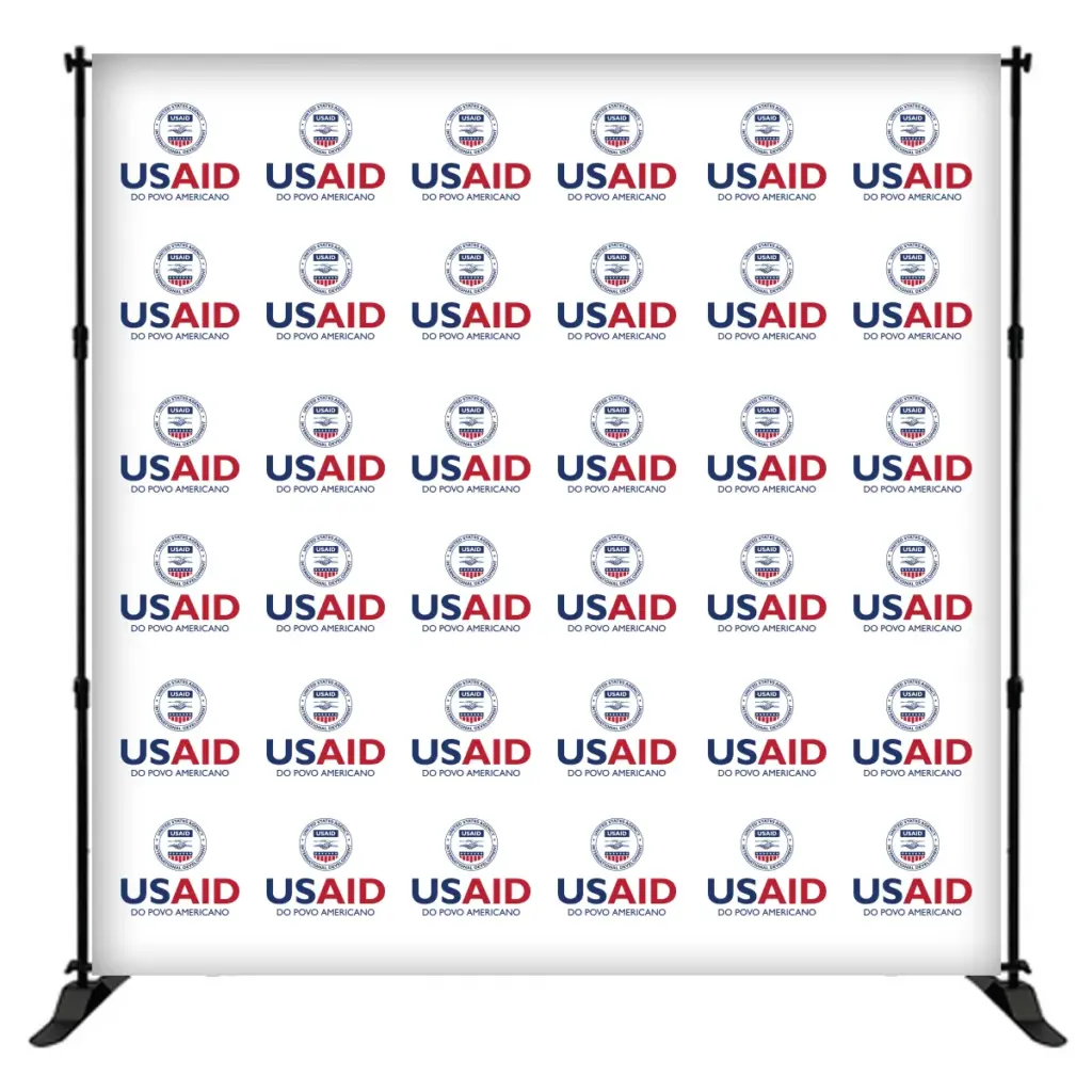 USAID Portuguese Continental 8 ft. Slider Banner Stand - 8'h Fabric Graphic Package