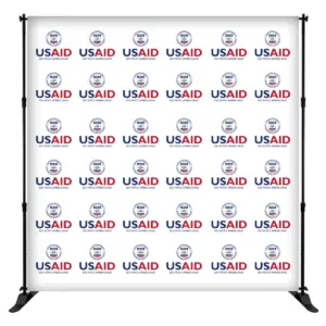 USAID Portuguese Continental 8 ft. Slider Banner Stand - 8'h Fabric Graphic Package