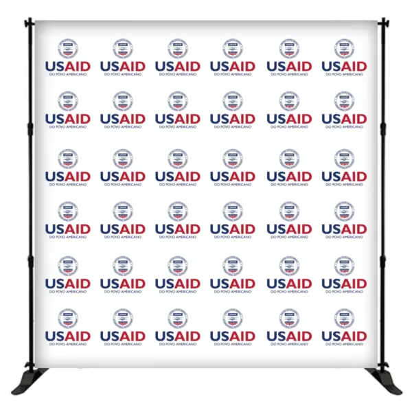 USAID Portuguese Continental 8 ft. Slider Banner Stand - 8'h Fabric Graphic Package