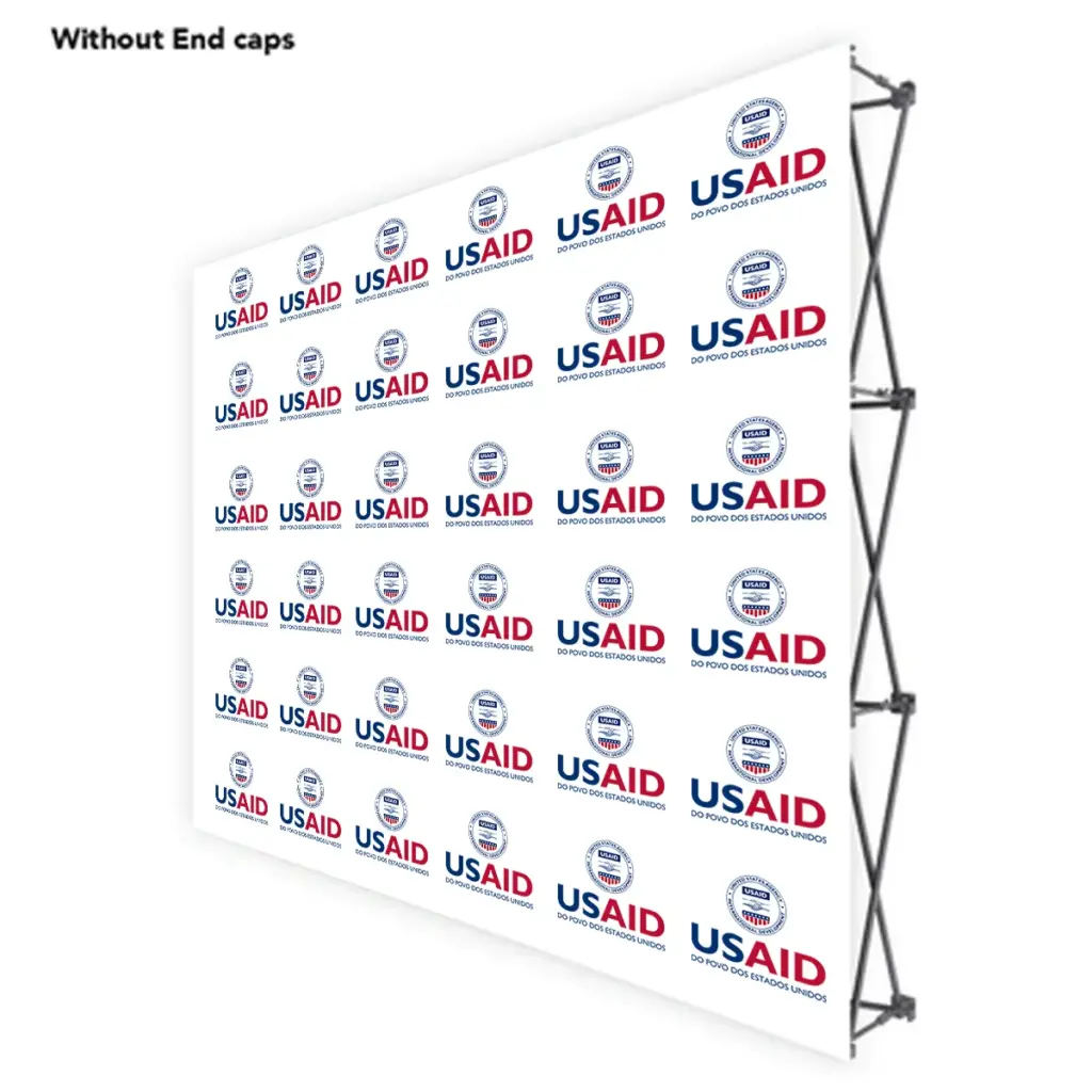 USAID Portuguese ONE CHOICE 8 Ft. Fabric Pop Up Display - 89"H Straight Graphic Package