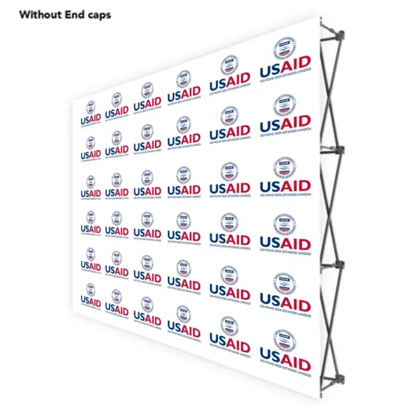 USAID Portuguese ONE CHOICE 8 Ft. Fabric Pop Up Display - 89"H Straight Graphic Package