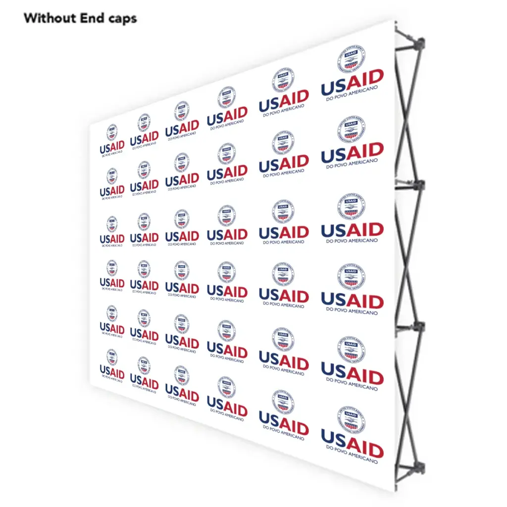 USAID Portuguese Continental ONE CHOICE 8 Ft. Fabric Pop Up Display - 89"H Straight Graphic Package