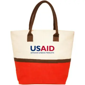 USAID Aymara - Two-Tone Jute Beach Tote Bags (17.5"x13.5")