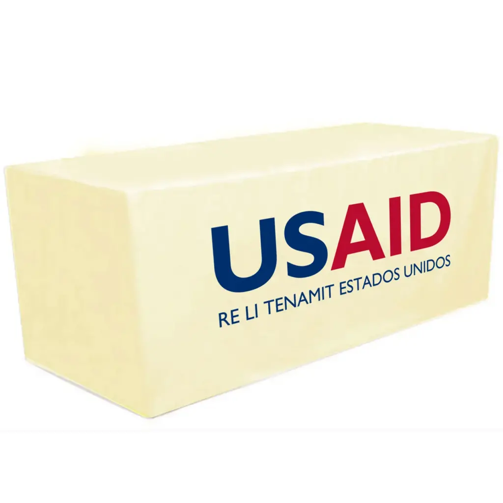 USAID Qeqchi - 8' Fitted Dye Sub Tablecloth White