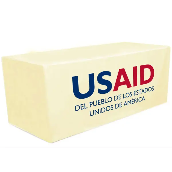 USAID Spanish - 8' Fitted Dye Sub Tablecloth White