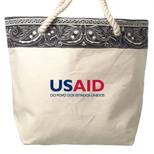 USAID Brazilian Portuguese - Paisley Pattern Canvas Tote Bags (17.5"x12.5")