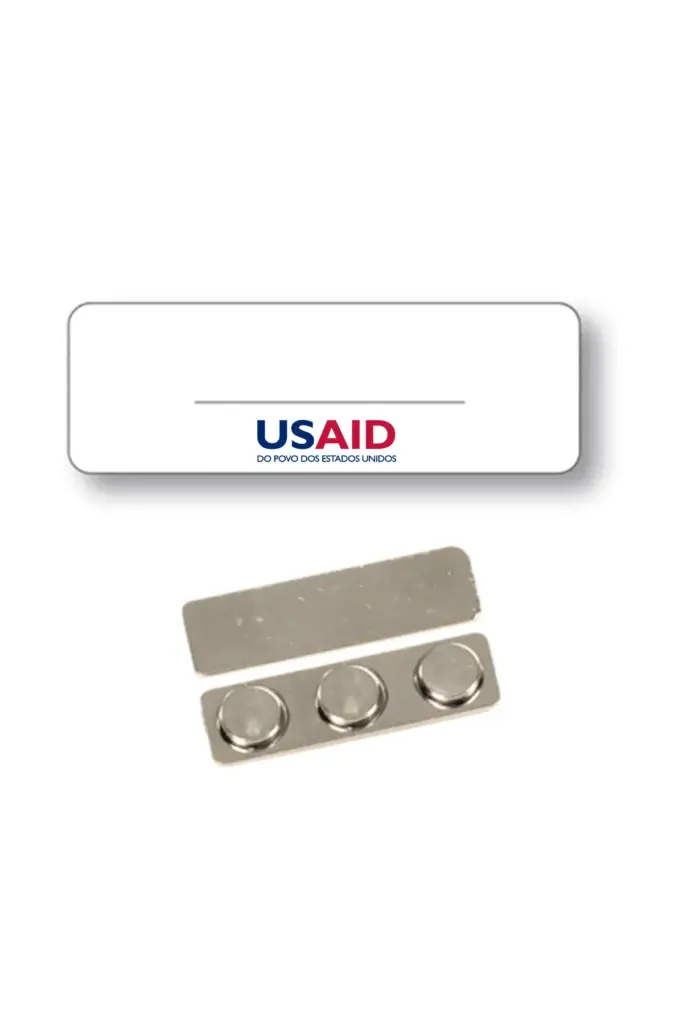 USAID Brazilian Portuguese - Name Badge White Metal