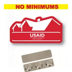 USAID Spanish - Name badge Custom Shape Red Plastic