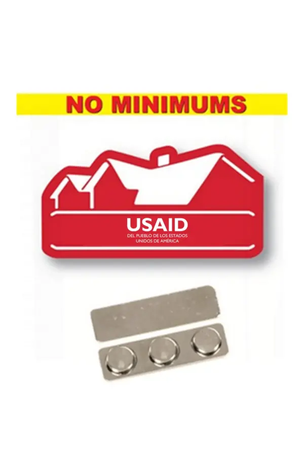 USAID Spanish - Name badge Custom Shape Red Plastic