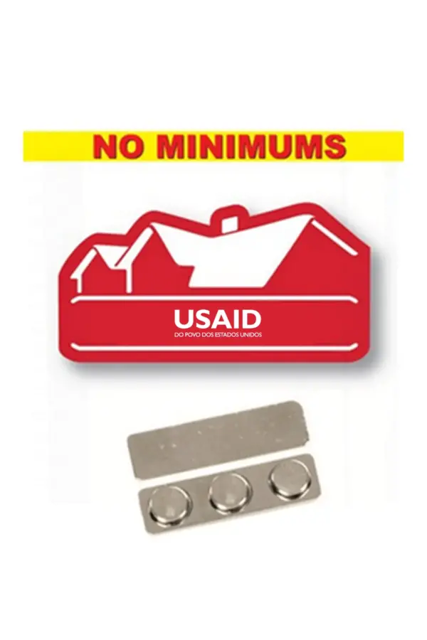 USAID Brazilian Portuguese - Name badge Custom Shape Red Plastic