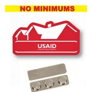 USAID Aymara - Name badge Custom Shape Red Plastic