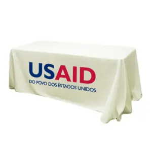 USAID Brazilian Portuguese - 6' Fitted Dye Sub Tablecloth (Non Fitted) White