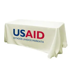 USAID Aymara - 6' Fitted Dye Sub Tablecloth (Non Fitted) White