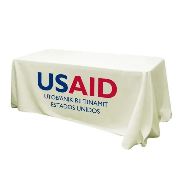 USAID Kiche - 6' Fitted Dye Sub Tablecloth (Non Fitted) White