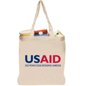USAID Brazilian Portuguese - Natural Cotton Fiber Tote Bags (14.5"x16")