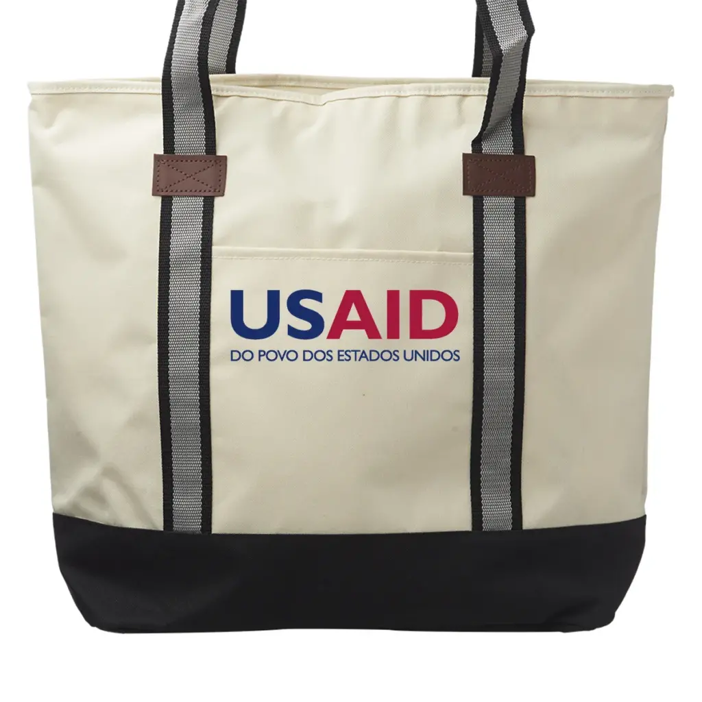 USAID Brazilian Portuguese - Large Sea Coast Polyester Tote Bags