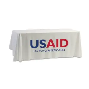 USAID Portuguese Continental - 8' Dye Sub Tablecloth (Non Fitted) White