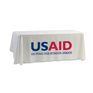 USAID Brazilian Portuguese - 8' Dye Sub Tablecloth (Non Fitted) White