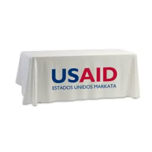 USAID Aymara - 8' Dye Sub Tablecloth (Non Fitted) White